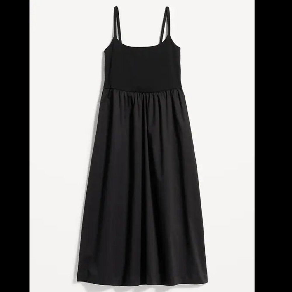 Old Navy Black Fit & Flare Combination Midi Cami Dress XXL